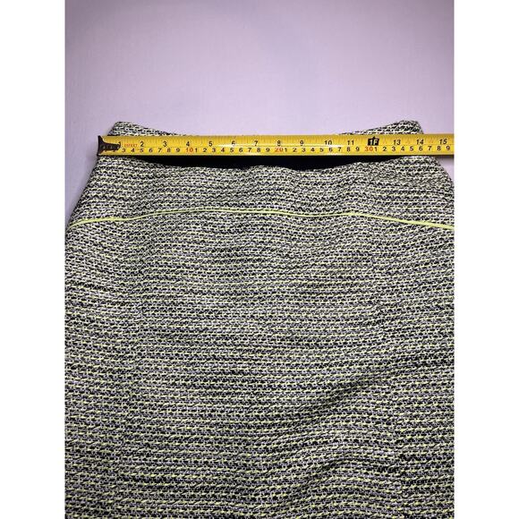 Halogen Women’s Lime Green And Black Tweed Skirt With Black Accents Size 4 - Picture 2 of 6